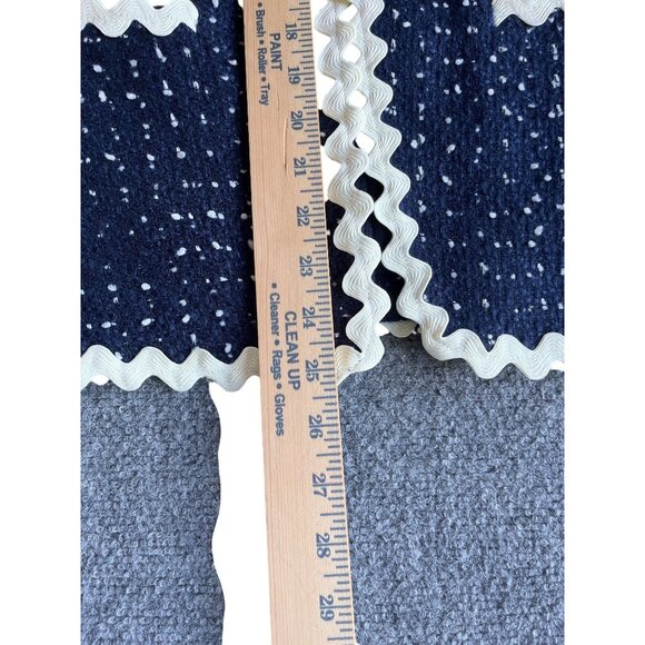 J.Crew Womens Navy & White Textured Tweed Jacket With Ric Rac Trim Size 8 New - Picture 6 of 9
